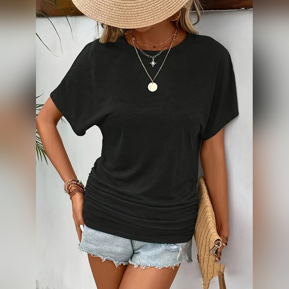 💥NEW Black Ruched Side Tee